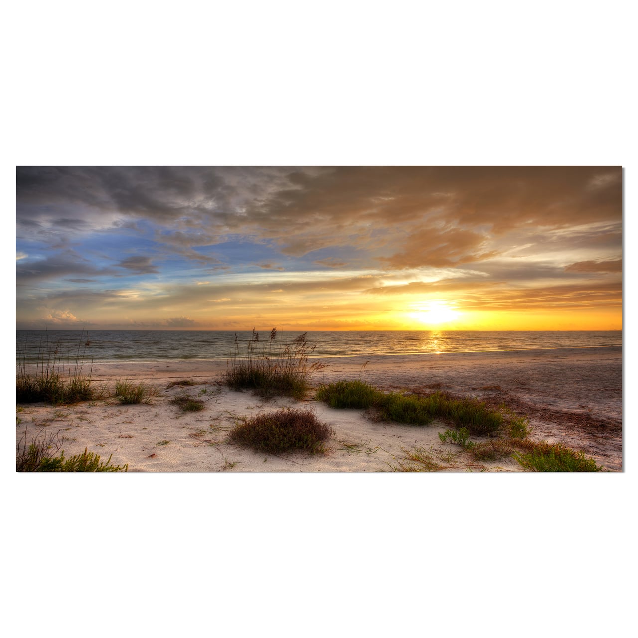 Designart - Sandy Beach with sunset - Sea & Shore Photography on wrapped Canvas